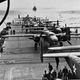 North American B-25B Mitchells tied down to the flight deck of USS Hornet as the carrier steamed towards Japan (US Navy)